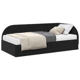 vidaXL Estructura De Cama Esquina Con Colch&oacute;n 2 Pcs Negro Terciopelo Vidaxl