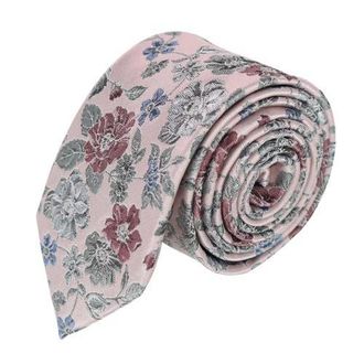Trafalgar Store Nico Subtle Vine and Flower Patterned Silk Necktie in Pale Pink With Grey at Nordstrom
