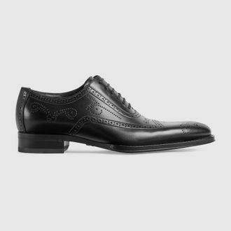 Gucci Mens Lace-up Shoe, Black, Leather