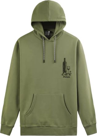 Picture pouch pocket ribbed-hem hoodie - Green