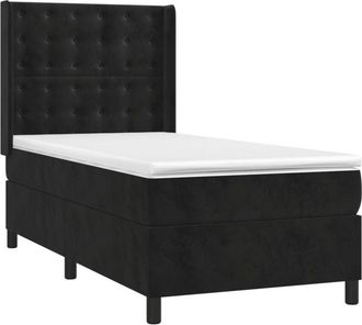 vidaXL Cama Box Spring Colch&oacute;n Y Led Terciopelo Negro 90x190 Cm Vidaxl