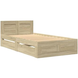 vidaXL Cama Con Cabecero Madera De Ingenier&iacute;a Roble Sonoma 90x200 Cm Vidaxl