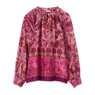 Oltre Foulard Print Blouse - Dames - Blouses - Roze - L - Katoen - Overhemden