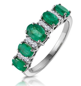 The Diamond Store Emerald and Diamond Eternity Ring 18K White Gold - Asteria Collection