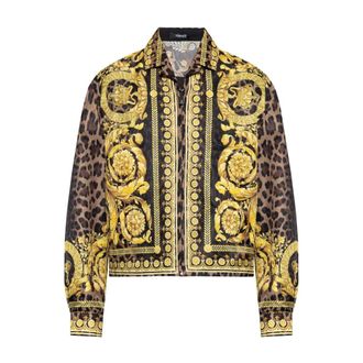 Versace Jassen, Heren, Geel, L, Luipaardprint Ritsjas