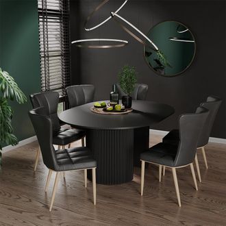 Vicco Mesa De Comedor Calero, Negro, 120-200 X 60 Cm Extensible, Vicco