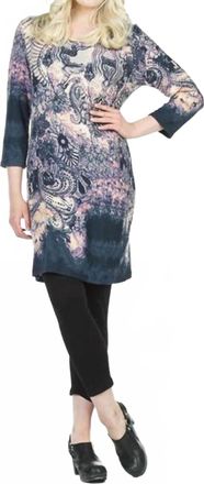 Papillon Watercolor 3/4 Sleeve Dress In Blue