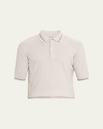 Fioroni Cashmere Mens Textural Cotton-Cashmere Polo Shirt