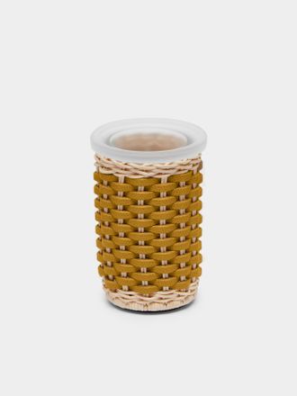 Giobagnara Calais Leather and Rattan Toothbrush Holder