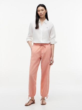 Tommy Hilfiger Womens Linen-Cotton Blend Pull-On Pant - Sweet Nectarine - XXS
