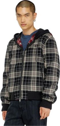 Diesel W-Kunst Bomberjack van geruit flanel - Heren - Jassen - Veelkleurig - Maat: M Flanel