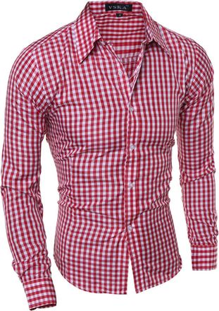 Generic Mens Gingham Check Shirt Long Sleeve Formal Shirts Casual Business Shirts Fashion Gingham Undershirt Non Iron Long Sleeve Tops Skin-Friendly Work Shir