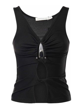 CHRISTOPHER ESBER Crystal Ribbed Knit Top