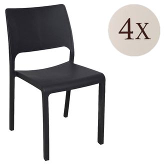 Dmora Dmora - Conjunto De 4 Sillas De Exterior Cereseto, Asiento De Jard&iacute;n, Para Interior Y Exterior, Apilables, Fabricadas En Italia, 47x53 H82 Cm, Antraci