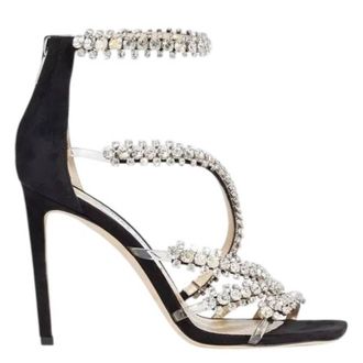 Jimmy Choo London Josefine 100 Crystal-Embellished Suede Sandals, Brand Size 36 ( US Size 6 )