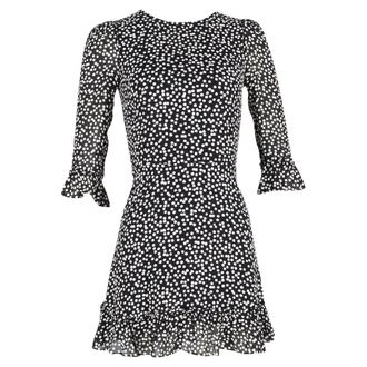 Reformation Doutzen Polka-Dot Mini Dress in Black Viscose