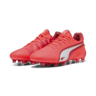 Puma Unisex KING ULTIMATE FG/AG Football Boots - Red Leather - Size UK 10.5