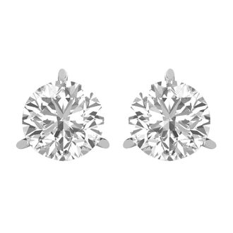 Diamond2Deal 14k Gold 0.30Ct Round Lab Grown Diamond Stud Earrings 3 Prong