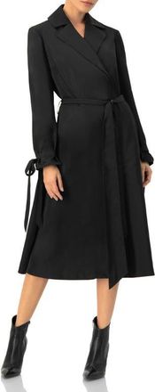 Ivonne Long Sleeve Wrap Midi Dress in Black at Nordstrom, Size 10