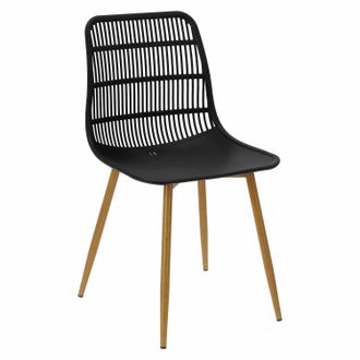 OEM Silla Klaus De Pl&aacute;stico, Color Negro, Base De Metal En Chapa