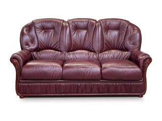 VENTE-UNIQUE.COM Sof&aacute; fijo 100% piel 3 plazas granate 183x91cm