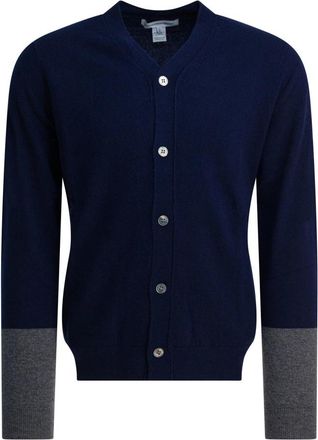 Comme Des Gar&ccedil;ons Blauwe V-hals Wollen Vest - Heren - Vesten - Blauw - S - Wol - Truien & Vesten
