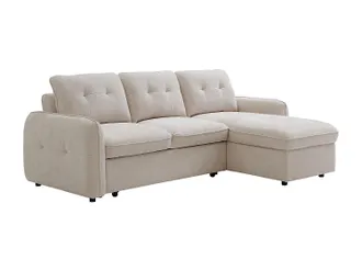 Vente-Unique Divano Letto Angolare Reversibile In Tessuto Testurizzato Beige - Pobava