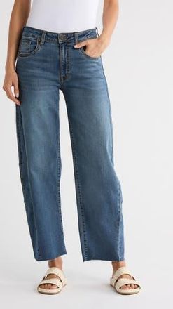 Kut from the Kloth Shay High Waist Raw Hem Wide Leg Jeans in Nightshade at Nordstrom Rack, Size 12