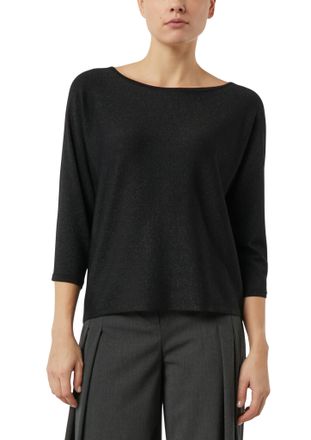 Comma 3/4 Arm-Pullover COMMA, Damen, Gr. 34, schwarz, Strick, Obermaterial: 65% Viskose, 35% Polyester, unifarben, l&auml;ssig geschnitten h&uuml;ftbedeckend, Rundhal