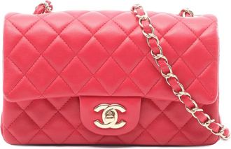 Chanel 2015-2016 Mini Rectangular Classic Lambskin Single Flap crossbody bag - Rosso