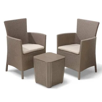 Keter Allibert - Set De Comedor De Jard&iacute;n 3 Piezas Iowa Capuchino 224383 Keter