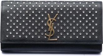 Saint Laurent Pre-owned Wallets, female, Black, Size: ONE SIZE Pre-owned Studded Flap Wallet