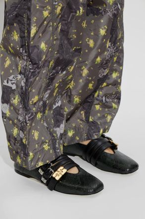 Ganni Ballet Flats With Straps, Womens, Green