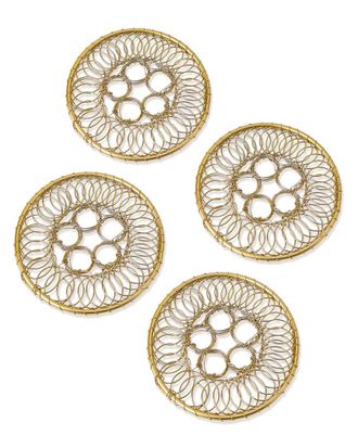 Tiramisu Set Of 4 Gilded Lattice Petal Coasters
