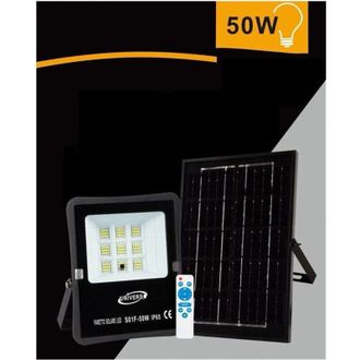 Trade Shop Trade Shop - Foco Solar Led 50 W Mando A Distancia Ip65 Luz Blanca Fria 6500k S01f-50w