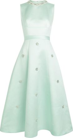 Huishan Zhang Huishan Zhang Sol Crystal-embellished Satin Midi Dress - Blue - 14 (UK14 / L)