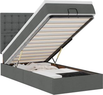 vidaXL Estructura Cama Otomana Colch&oacute;n Tela Gris Oscuro 90x190cm Vidaxl
