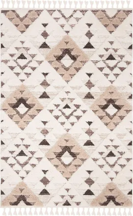 Safavieh Alfombra de polipropileno blanco/marr&oacute;n, 69 x 305 cm