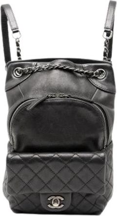 Chanel Pre-owned Vintage Rugzak - Dames - Vintage Rugzakken - Zwart - ONE Size - Leer - Vintage