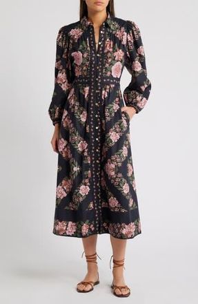 Cleobella Gillian Floral Long Sleeve Organic Cotton Shirtdress in Juliet Print at Nordstrom Rack, Size Medium