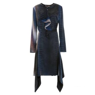 Roberto Cavalli Printed Asymmetric Draped Midi Dress, Brand Size 40 ( US Size 6 )