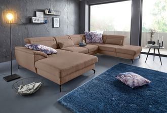 Sit&more Wohnlandschaft »Percy U-Form« 12 cm Fusshöhe, Sitztiefenverstellung, wahlweise in 2 Fussfarben