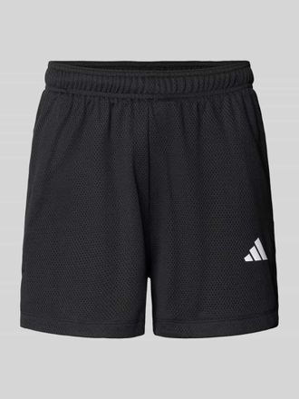 adidas Straight Fit Shorts mit Logo-Print in Mesh-Optik in Black, Gr&ouml;&szlig;e XXL