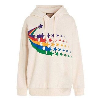 Gucci (WMNS) Gucci Rainbow Star Hoodie Beige 615061-XJDF7-9230