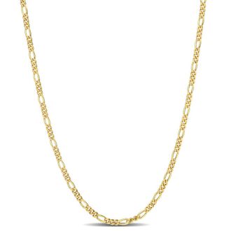 Amour 2.2mm Figaro Chain Necklace In Yellow Plated Sterling Silver, 20 In