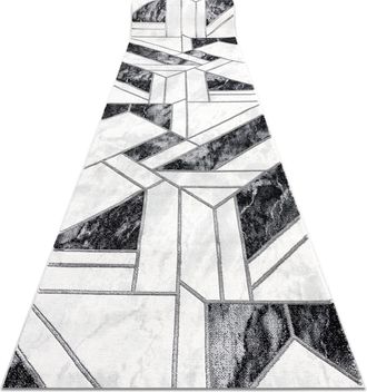 RugsX Rugsx - Alfombra De Pasillo Emerald Exclusivo 81953 Glamour, Elegante Geom&eacute;trico Negro / Plata 120 Cm Black 120x1000 Cm