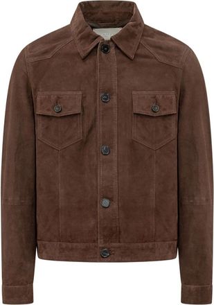 Amaranto Leren Jas Met Zakken - Heren - Leren en Su&egrave;de Jassen - Bruin - 2XL - Leer - Jassen