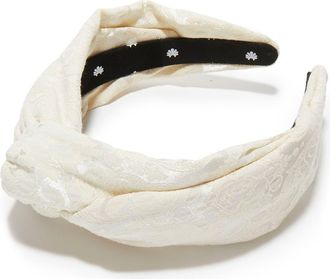 Lele Sadoughi Marlene Damask Brocade Knotted Headband in Ivory at Nordstrom