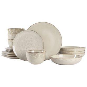 Gibson Home Matisse 16 Piece Stoneware Dinnerware Set with Reactive Glaze in White at Nordstrom