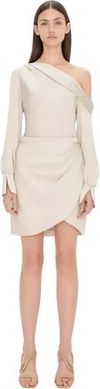 SIMKHAI Cameron Mini Dress - Dames - Feestkleedjes - Beige - S - Polyester - Kleedjes